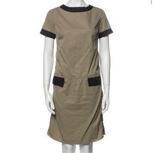 Marni Cotton Gabardine Bateau Neckline Knee-Length Dress